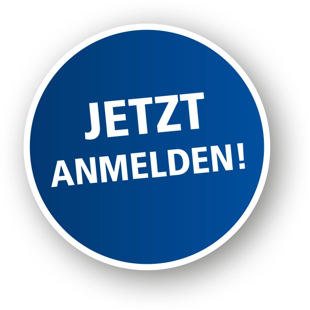 blauer Kreis Jetzt Anmelden